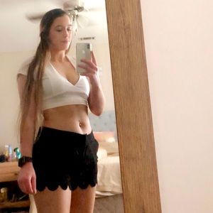 Cute black shorts with classy scallop edge